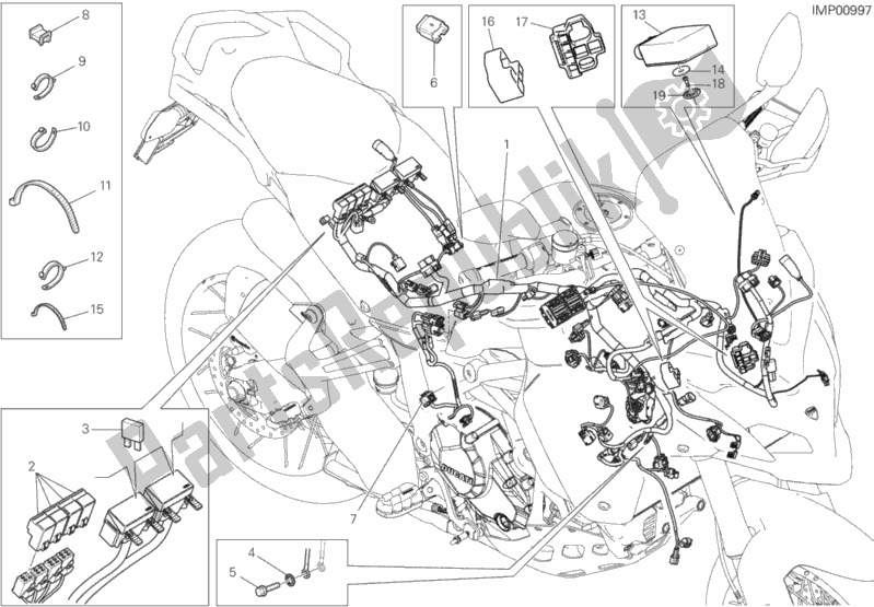 Tutte le parti per il Cablaggio Elettrico del Ducati Multistrada 1200 Enduro Touring Brasil 2019